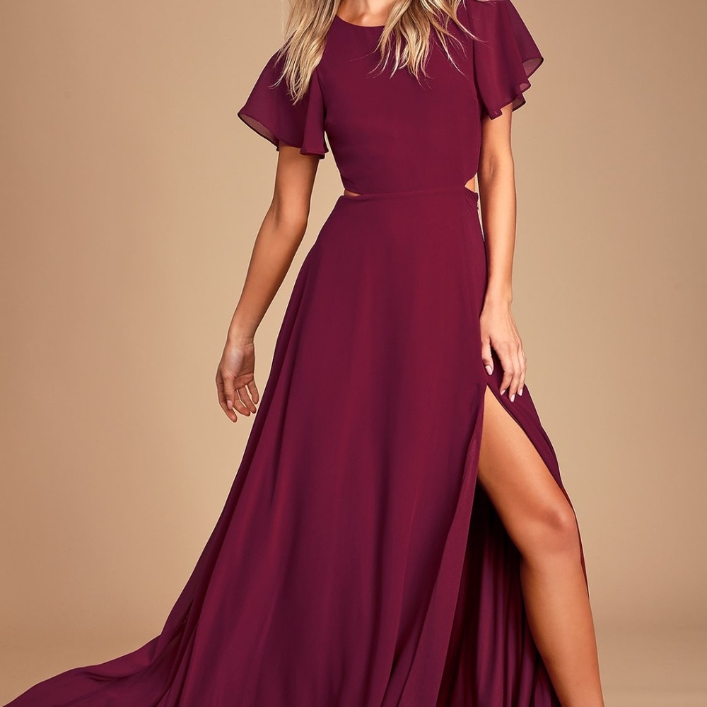 Lulus | Garden Bliss Burgundy Cutout Maxi Dress